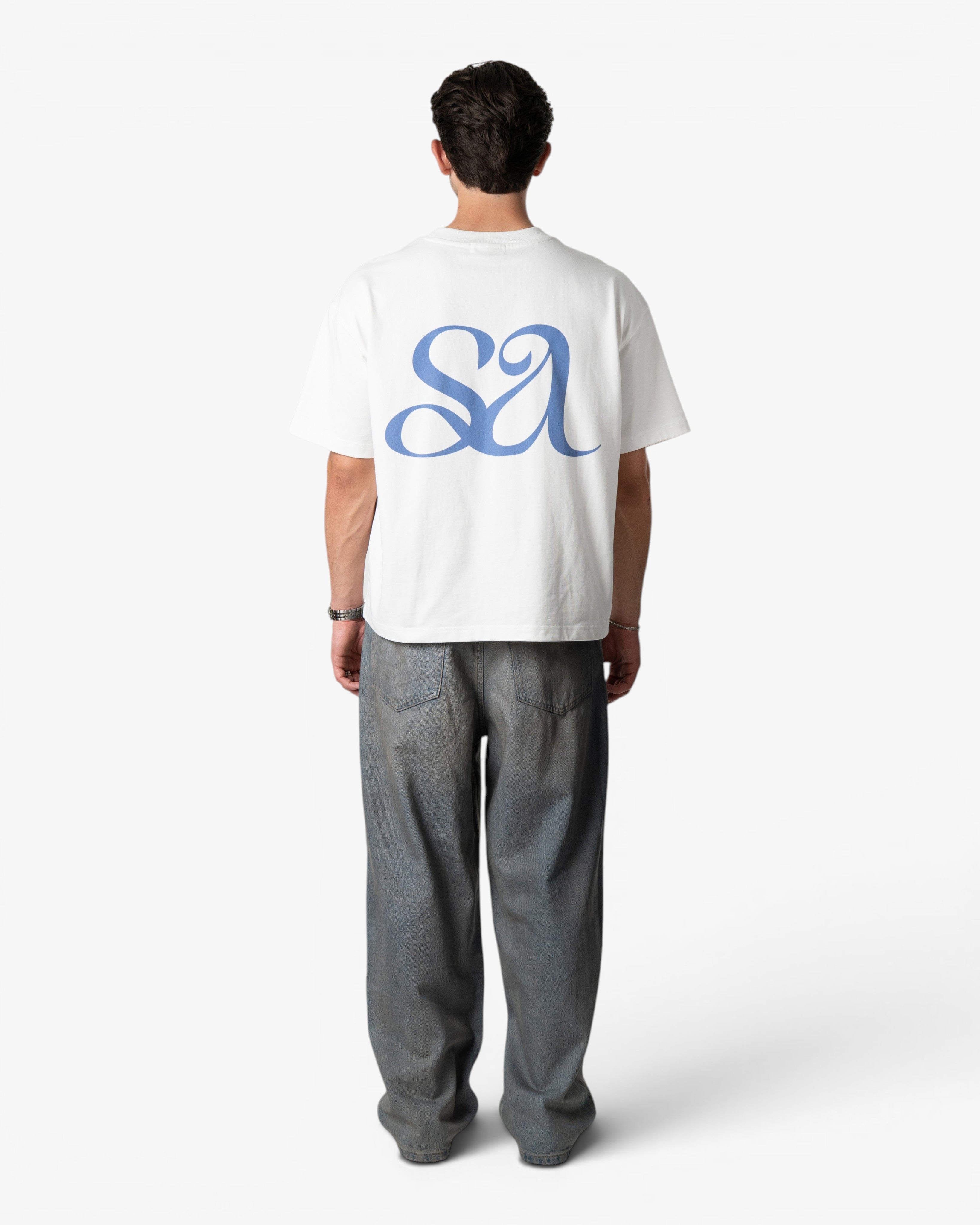 Initials Tee White/Blue