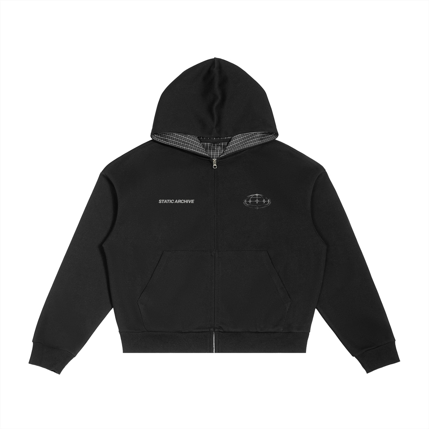 Chrome Globe Zip-Up Hoodie – Static Archive